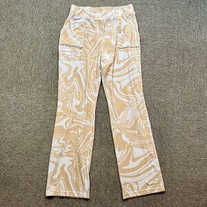 Juicy Couture Tan & White Swirl Velour Sweatpants in Womens Medium